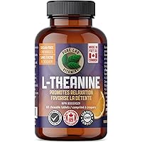 Pure Lab Vitamins - L-Theanine 125 mg 60 sugar free chewable tablets | Natural Stress Relief | Promotes relaxation & focus |