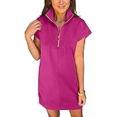 ANRABESS Womens Summer Casual Half Zip Cap Sleeve Trendy Wrinkle-Free Tshirt Dress 2026 Spring Beach Vacation Short Dresses