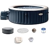 INTEX 28431EP PureSpa Plus Bubble Massage Inflatable Spa Set: Includes Energy Efficient Spa Cover –2 Headrests – LED Light – 
