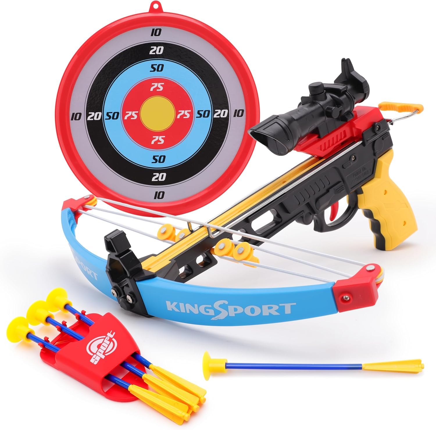 Toyland® Outdoor Toy Crossbow Set - 1 Toy Crossbow, 3 Suction Cup Arrows, 1 Arrow Holder & 1 Target - Children's Outdoor/Garden Toys