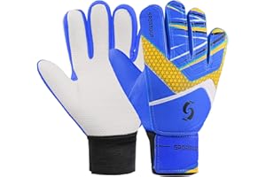 Sportout Kids Goalkeeper Gloves, Soccer Gloves with Double Wrist Protection and Non-Slip Wear Resistant Latex Material to Give Protection to Prevent Injuries
