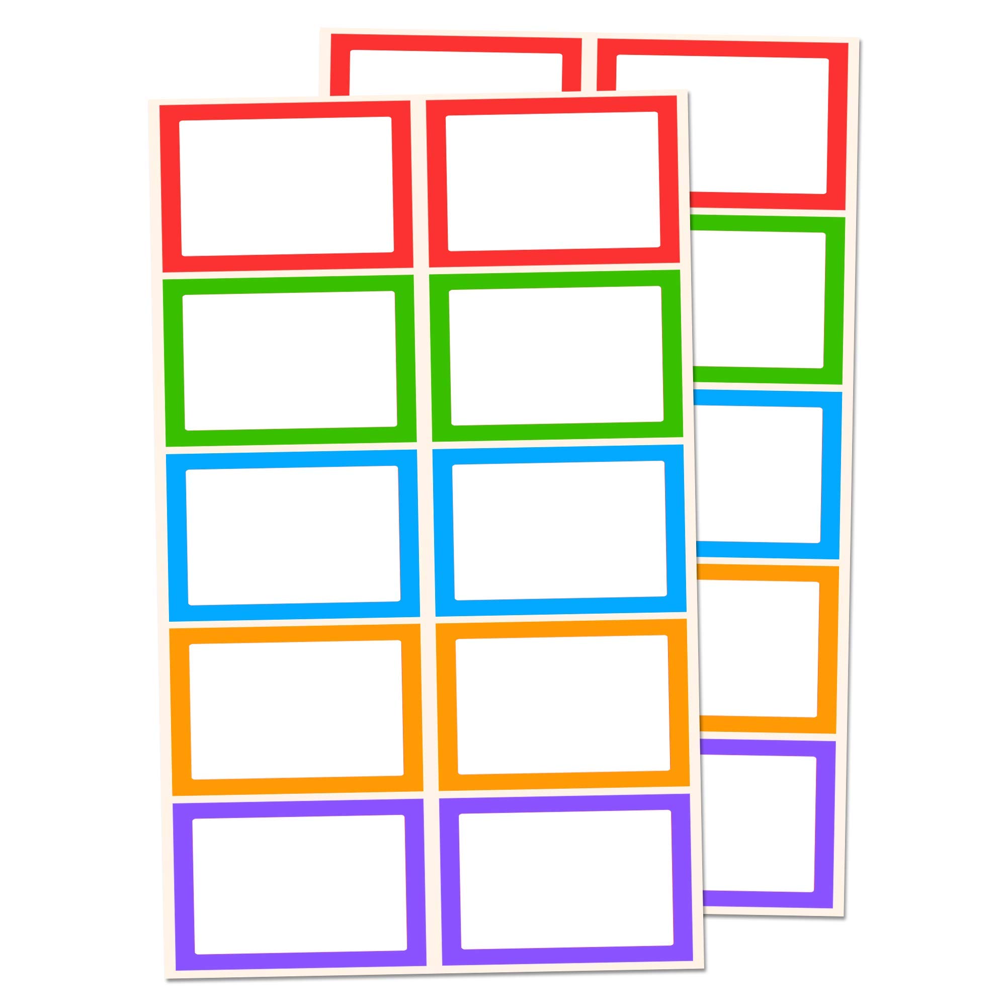 250 Pack - Coloured Labels Stickers Name Tags, 7.5 x 5 cm, 5 Colours