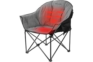 REALEAD Oversized Heated Camping Chair | Fully Thick Padded | Heated Chairs for Outdoor Sports with Back and Seat Heating | Heated Folding Chair for Adults | Support 400lbs | Battery NOT Included