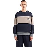 Armani Exchange mens Oversized Stripe Stretch Bonded Cotton Crewneck Sweatshirt