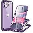 Miracase Glass Series for iPhone 11 Case [with Camera Lens Protector] Full-Body Rugged Bumper Case with Built-in 9H Tempered Glass Screen Protector Compatible with iPhone 11 6.1 inch, Purple