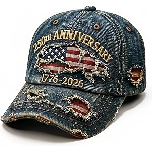 250 Anniversary USA Hat Adjustable Retro Embroidered Baseball Cap Men Women | 250 Anniversary USA Merchandise 1776-2026 250th