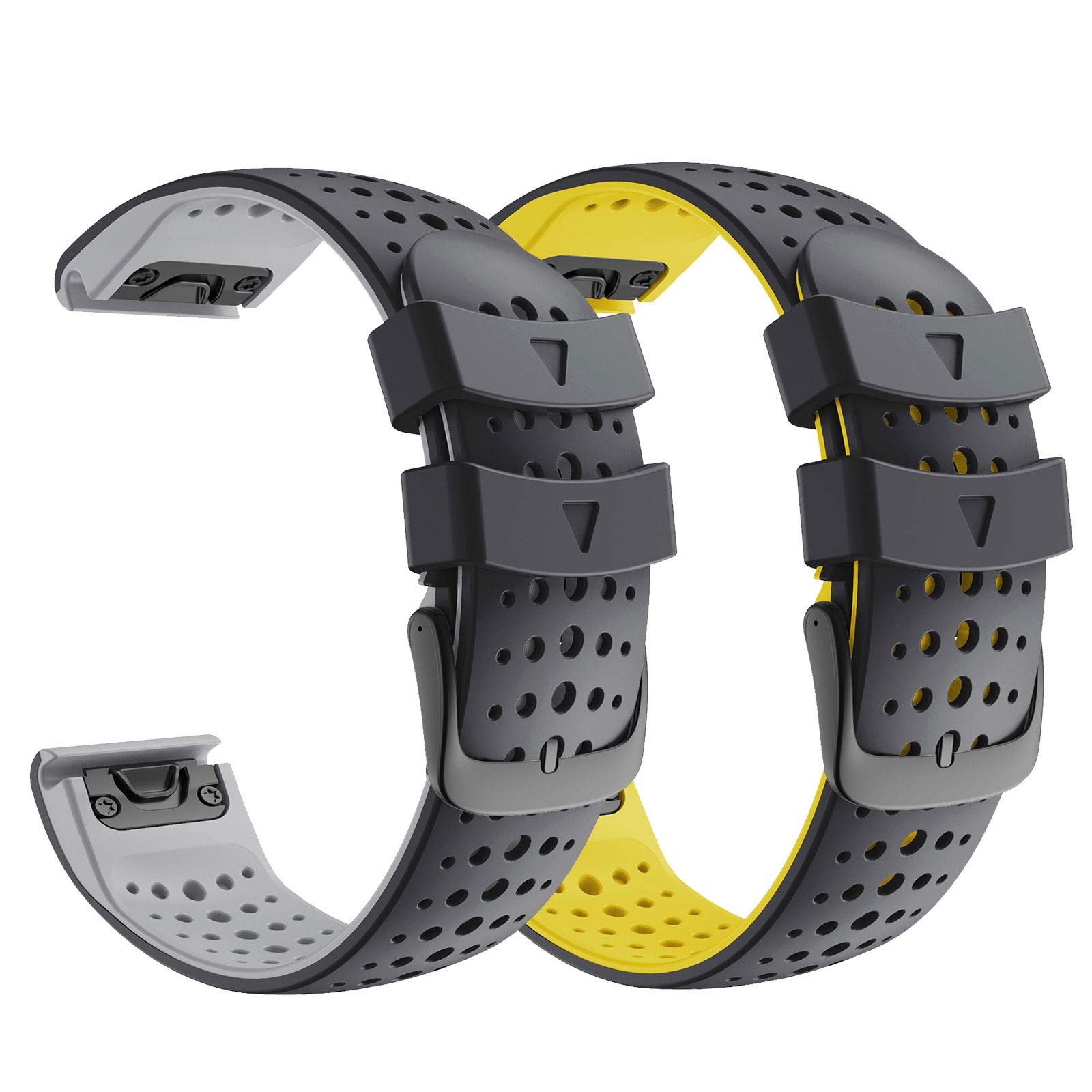 NotoCity Fenix 6/Fenix 6 Pro 22mm Wide Soft Silicone Watch Strap for Garmin Fenix 7/Fenix 6/Fenix 5/Fenix 5 Plus/Fenix 6 Pro/Forerunner 935/945/Approach S60/62 (2pcs)