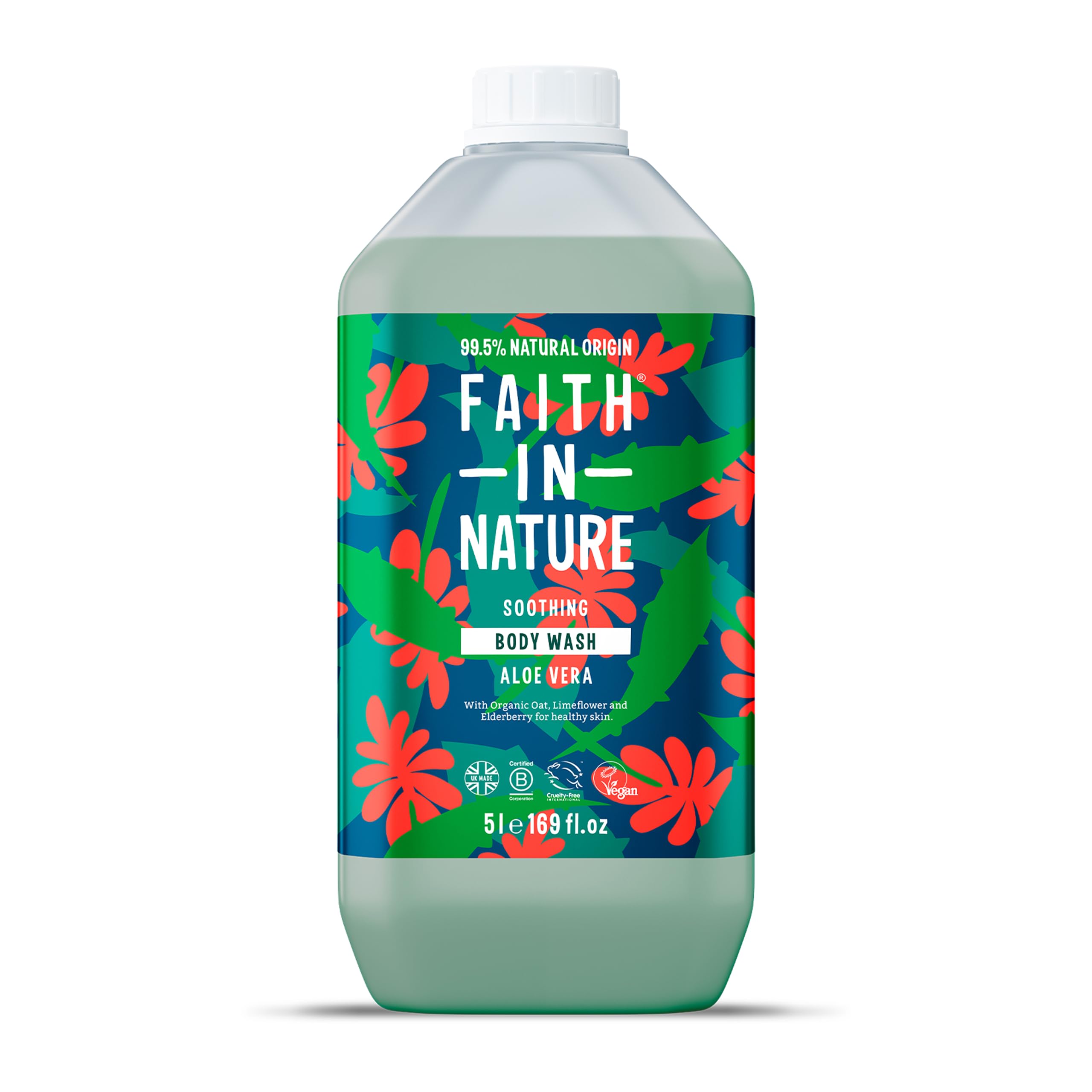 Faith In Nature Natural Aloe Vera Body Wash, Soothing Shower Gel, Vegan & Cruelty Free, No SLS or Parabens, 5L Refill Pack — image 1