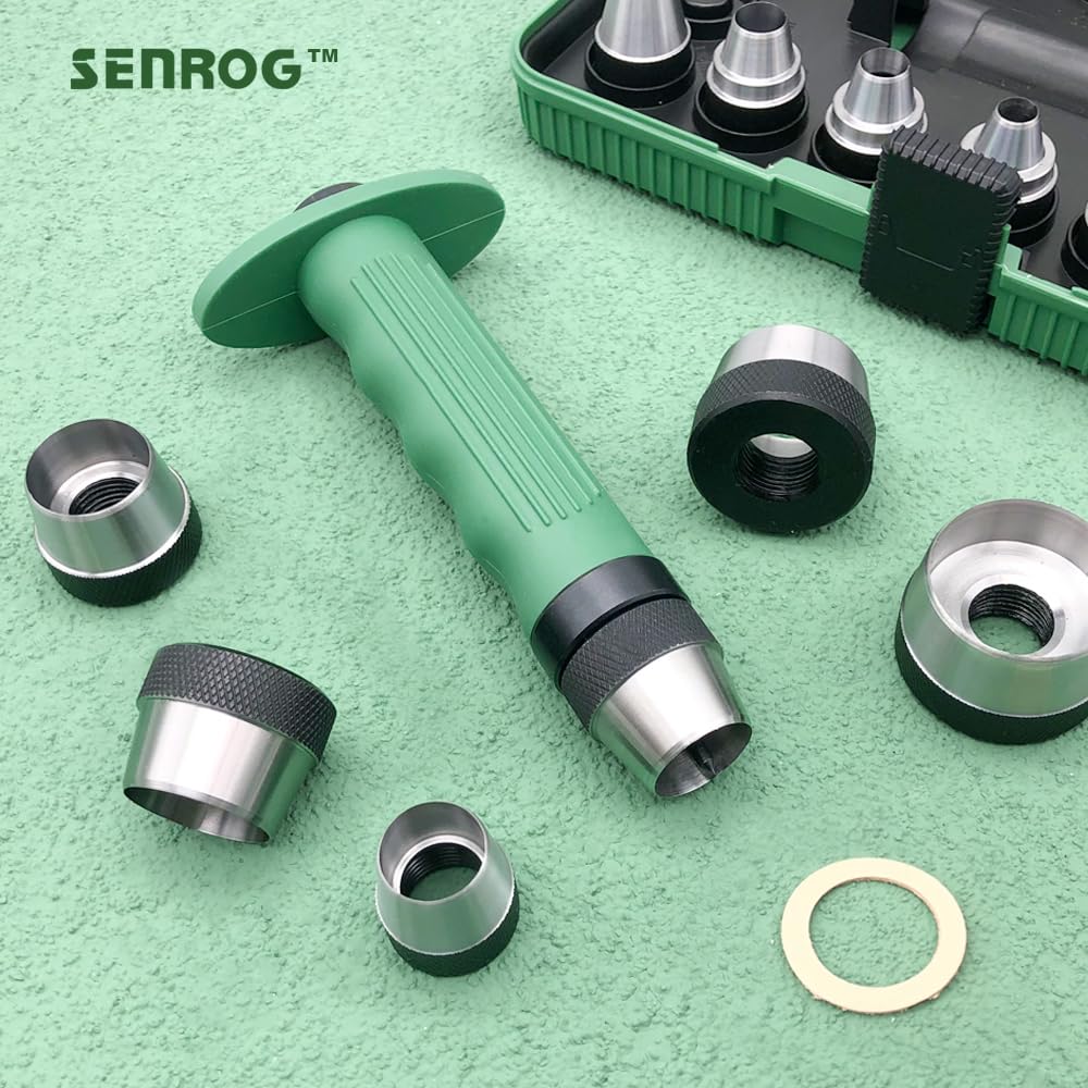 12 in 1 Gasket Punch Set with Sharp Leather Hole Punches, Hollow Punch Set for Leather, 3/16'' to 1-1/4'' Hole Punch Kit with Handle