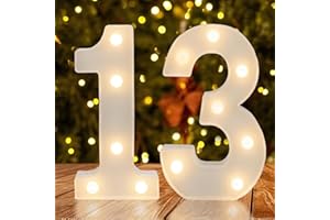 JUICYRAUL Warm White LED Light Up Number 13, 13th Birthday Decor for Girls & Boys,Table Centerpieces & Backdrop Wall Décor,Lighted Marquee Sign for 13th Wedding Anniversary,Birthday Gift for Her Him