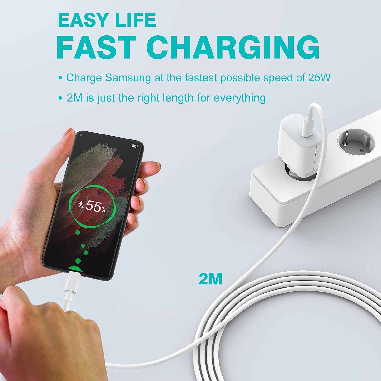 30W USB C Ladegerät Kompatibel mit MacBook air 13 12 Zoll, iPad Pro 13, 12.9, 11 Zoll 2024 2023 2022 2021 2020 2019 M4 M2 M1, iPad Air, Mini 6, iPad 10, iPhone 16 15, Pixel 8 7, 2M/6.6FT USB-C Kabel 5