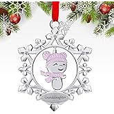 Granddaughter Christmas Ornaments 2025 DIY Silver Spinning Snowman Christmas Hanging Ornament, Girls Birthday Memorial Decoration Ornament