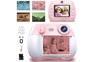 IUSZUP Kids Camera Instant Print 1080P Front Rear Dual Selfie - Toddler Cameras with Digital Video Games,32GB & 5-Colored Print Paper/ 250 Photos,Easy to Use & Great Toys Gifts for Boys Girls, Ages 3-12