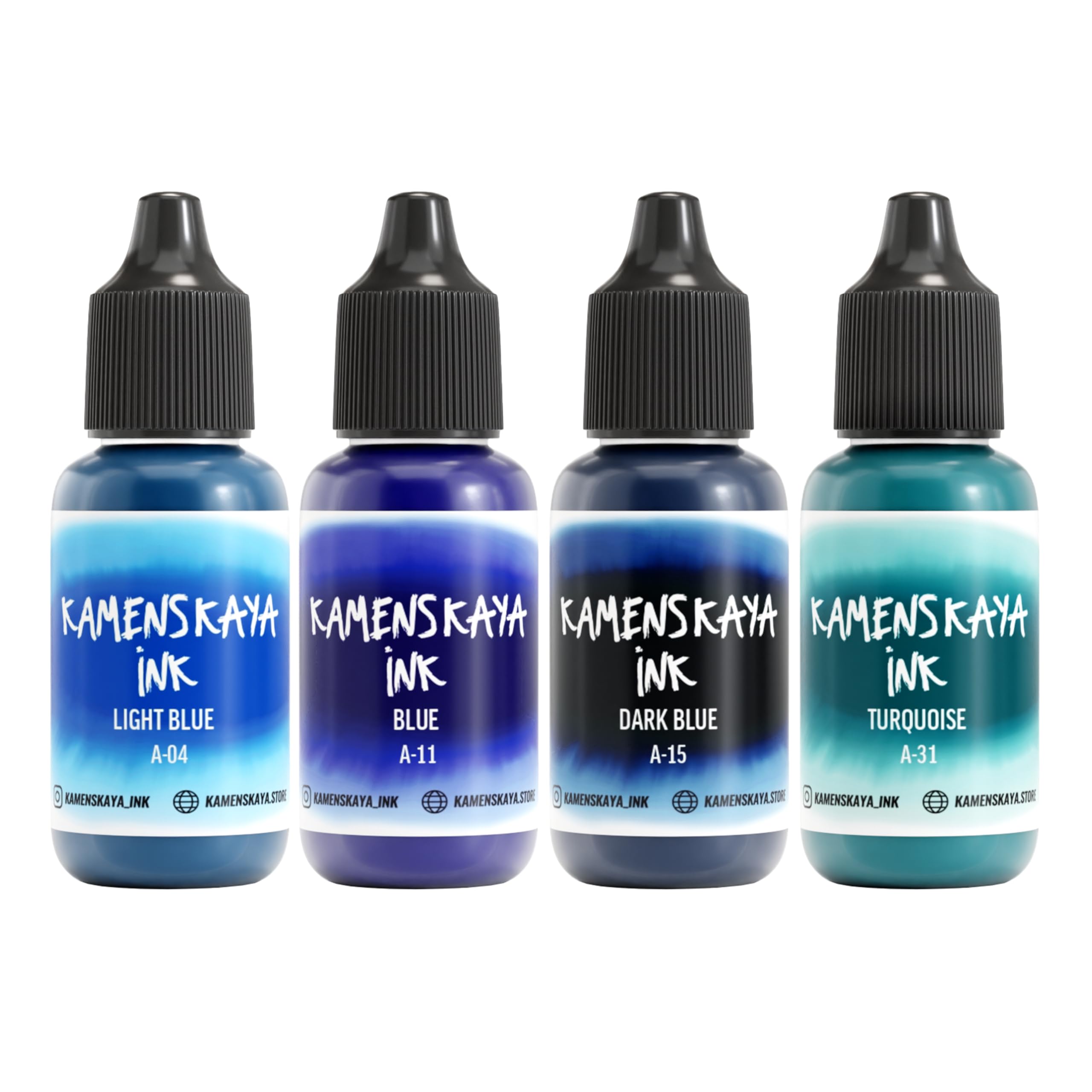 KAMENSKAYA Alcohol Ink Set #11 - Blue Alcohol Inks - 4 pcs. 0.51 fl oz (15 ml) Each