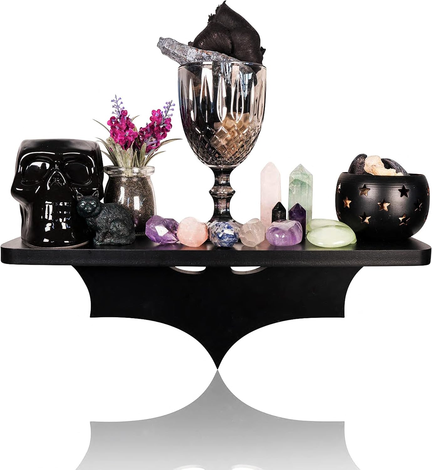 Bat Shelf Gothic Home Decor - Unique Goth Room Decor and Wiccan Decor Black Hanging Shelves for Wall Oddities and Curiosities Witchy Room Decor, Great Crystal Shelf Display for Stones or Goth Candles