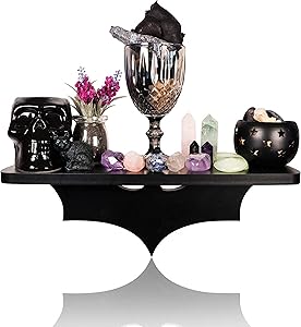Bat Shelf Gothic Home Decor - Unique Goth Room Decor and Wiccan Decor Black Hanging Shelves for Wall Oddities and Curiosities Witchy Room Decor, Great Crystal Shelf Display for Stones or Goth Candles