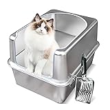 Aothey Stainless Steel Litter Box with Metal Lid