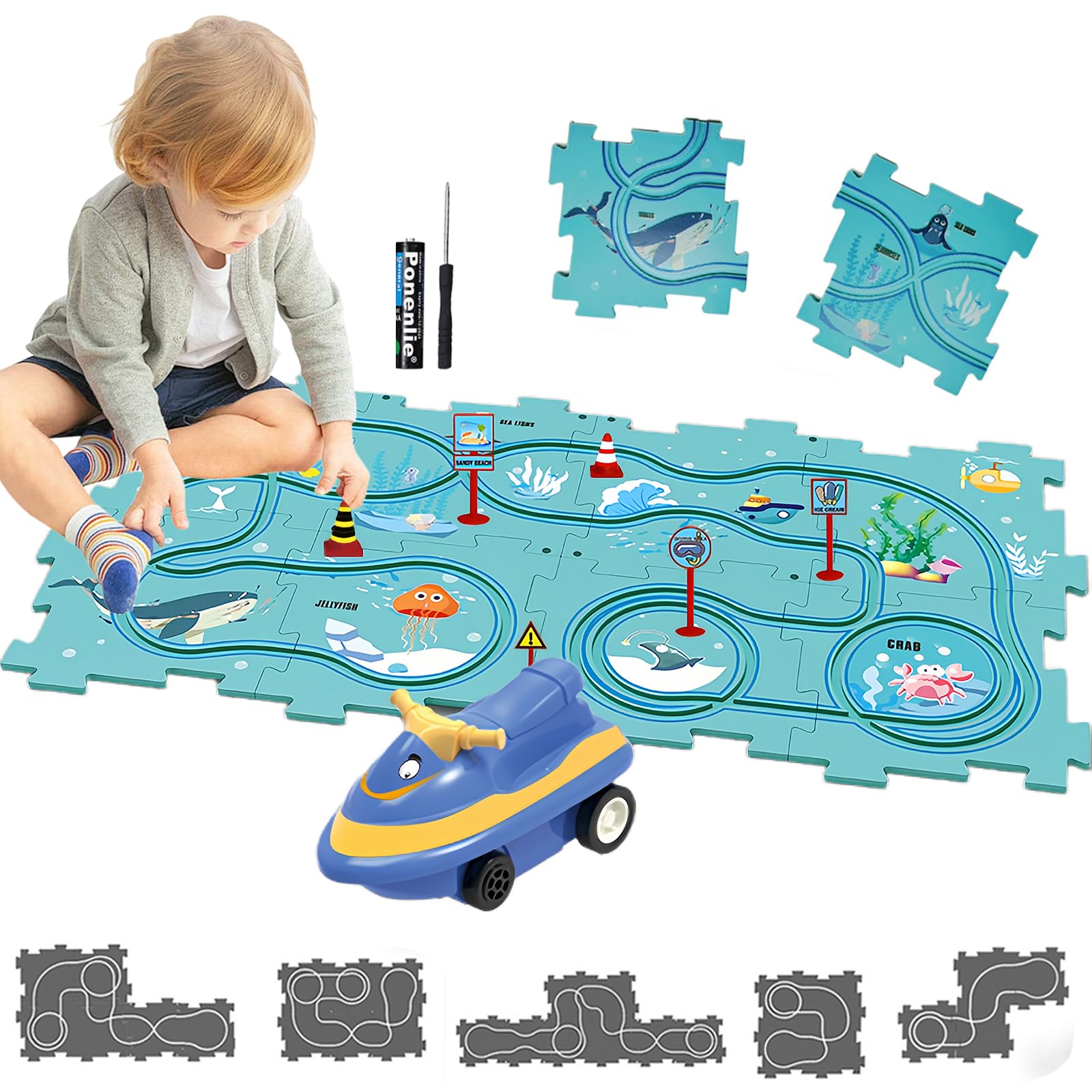 Puzzle Racer Kids Car Track set Toy for Kids DIY Puzzle Track Rail Route Educational Game Gift Games for Children 2 3 4 5 6 Years — image 1