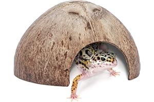 NITEANGEL 2 Pack Natural Coconut Reptile Hideouts, Lizard, Spider and Aquarium Fish Hide Cave (Smooth Surface)