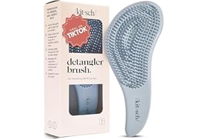 Kitsch Detangler Brush – Gentle Curly Hair Brush with Flexible Bristles for All Hair Types - Wet or Dry | Detangling Hair Brushes for Women & Men, Adults & Kids - Haze Blue
