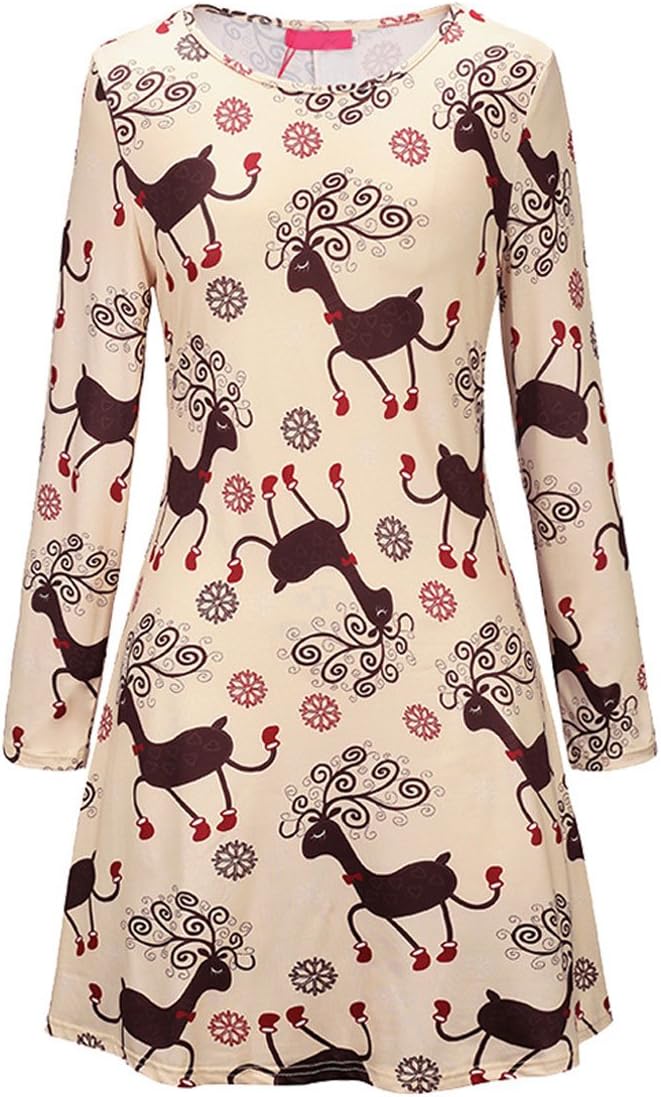 Herose Female Festive Patterns Ugly Christmas Dress Funny A-line Minidress Outfits