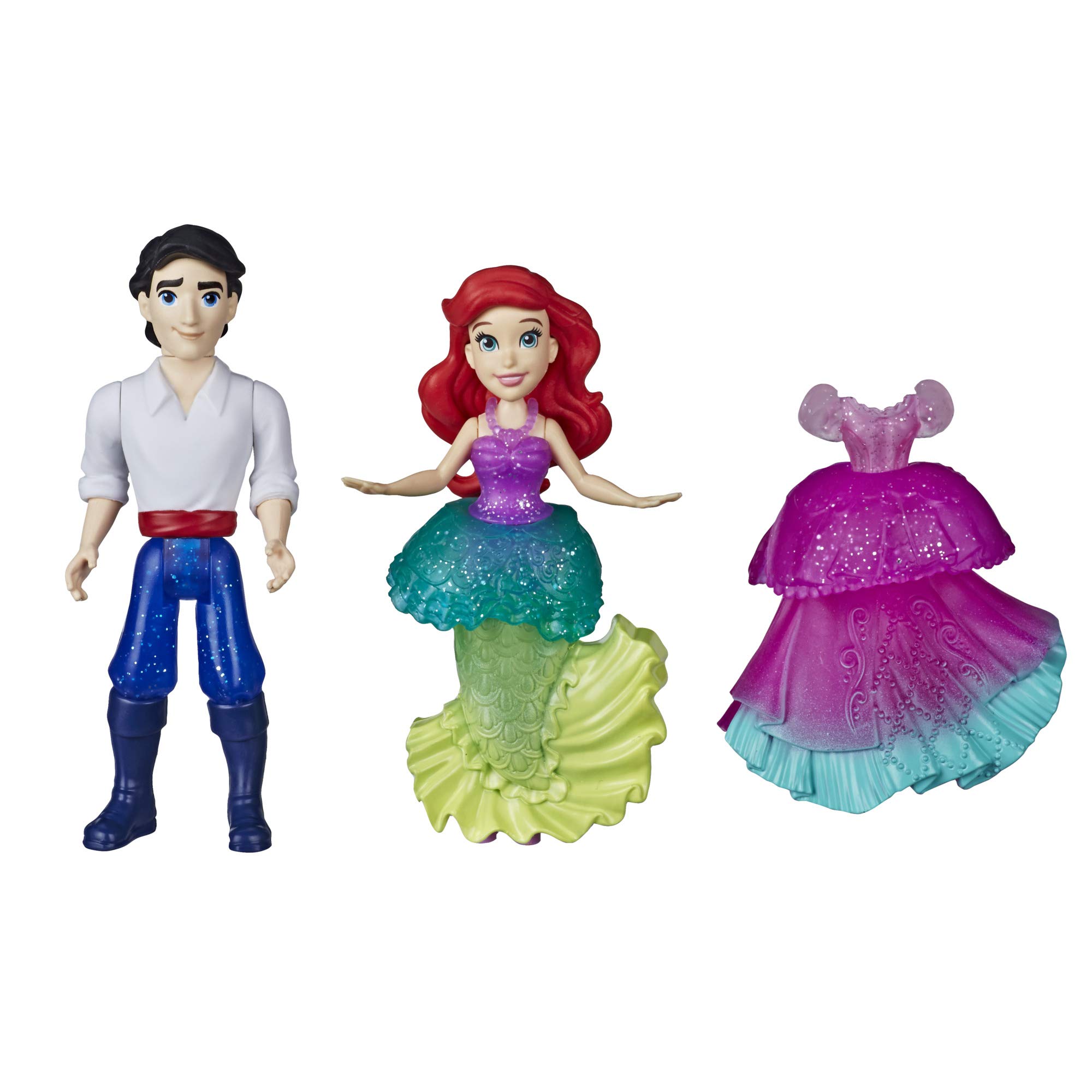 Disney Princess Ariel and Prince Eric Collectible Small Doll Royal Clips Fashion Toys with Extra Dress