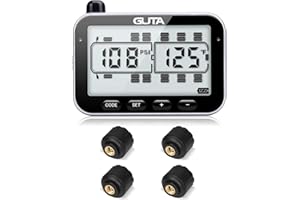 GUTA RV Tire Pressure Monitoring System, RV TPMS, 4 Sensors, 7 Alarm Modes, 14 Days Battery Life, 80ft Sensing Distance, Large Screen, for RV, Trailer, Coach, Motor Home, Fifth Wheel, (0-188psi)