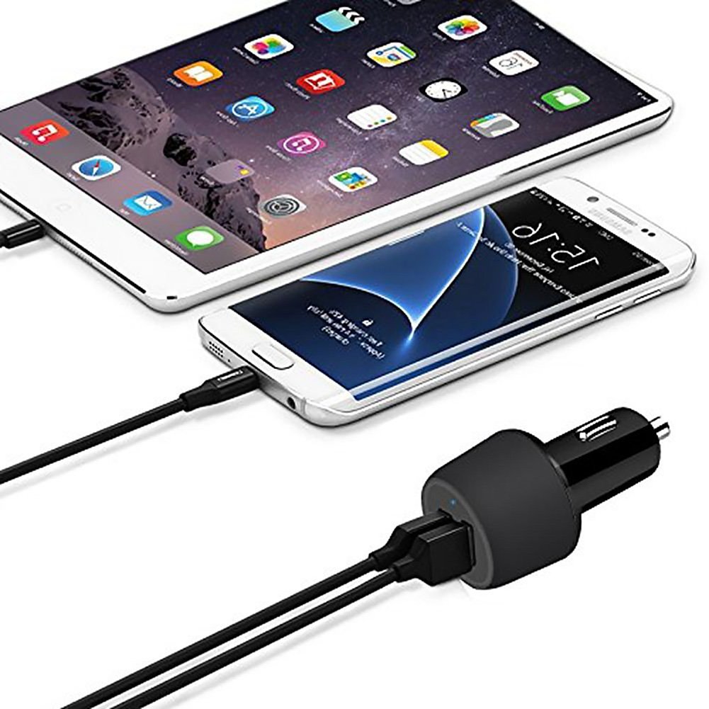 Aroc Quick Charge 3.0, USB tipo C, adattatore per auto caricabatteria da auto 48 W QC 3.0 USB-A Port + porta USB di tipo C PD 2.0 per Iphonex/8/7/6s/6s Plus Samsung Galaxy Huawei Google pixel/XL MacBook Pro (nero)