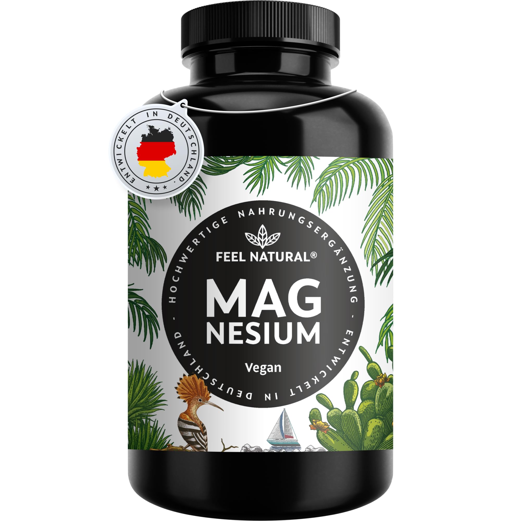 Magnesium hochdosiert Kapseln - 365 Stück (Jahresvorrat) - 664mg je Kapsel, davon 4 00mg elementares Magnesium - höherer Gehalt als andere Magnesiumformen - Laborgeprüft & Vegan