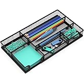 ITAYVAN Desk Drawer Organizer, Small Metal Mesh Drawer Organizer Tray, Office Pencil Drawer Organizer Accessories for Desktop, Bathroom, Kitchen, Makeup, Vanity