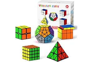 Vdealen Speed Cube Set, 2x2 4x4 Pyramid Mirror Dodecahedron Magic Cube Pack, Puzzle Cube Bundle Toys for Classroom Prizes Birthday Party, for Kids Teens Adults-5 Pack
