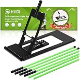 HVDI Golf Alignment Sticks Holder with Angle Adjustment, Golf Training Aid with Golf Alignment Stick, Weighted Golf Swing Training Aid Golf Trainer for Putting, Swing, Aiming