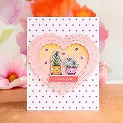 Rectangular Dots Cover Scallop Hearts Dies for Card