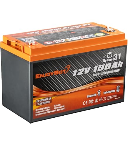 Amazon.com: Enjoybot 12V 100Ah LiFePO4 Lithium Battery, 100A BMS