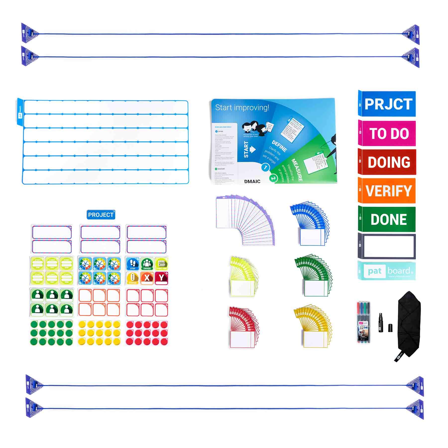 PATboard Lean DMAIC & Kaizen Board - Full Tool Set, Magnetic - Project Improvement