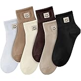 COZYOFFI Women Ankle Socks Cute: 6/10 Pairs Funny Smile Face Gifts Socks - Cotton Sock for Low Cut Shoes