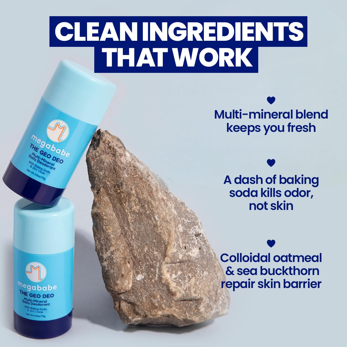 Megababe Daily Deodorant - The Geo Deo with 72 hour Odor Protection Multi-Minerals, Aluminum-Free, All Natural, 2.6 oz