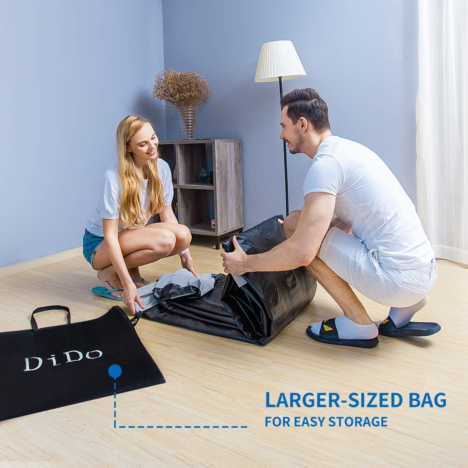 Dido Air Mattress with Built-in Pump, Queen Size Air Bed with Flocked Top and Sides, Elevated 18” Inflatable Bed Blow-up Bed for Guests: Kitchen & Dining