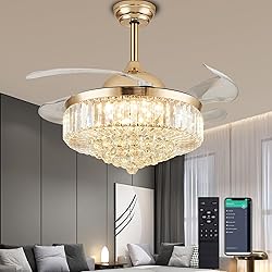 PAFRUMGE 48'' Crystal Ceiling Fan with Light and