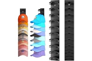 Hat Organizer for Baseball Caps 2Pack, Hat Rack for Wall with Strong Adhesive Hold up to 20 Hats, Hat Hanger Holder Display f