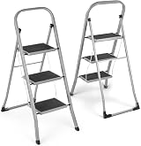 Vivo Technologies 3 Step Ladder Steel Portable Folding 150kg Capacity Grey view 7