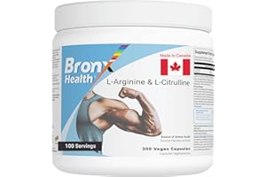 BRONX L-Arginine & L-Citrulline Supplement 300 Vegan Capsules| Pre Workout Powder Pills | Source of Amino Acids | Boosts Exer
