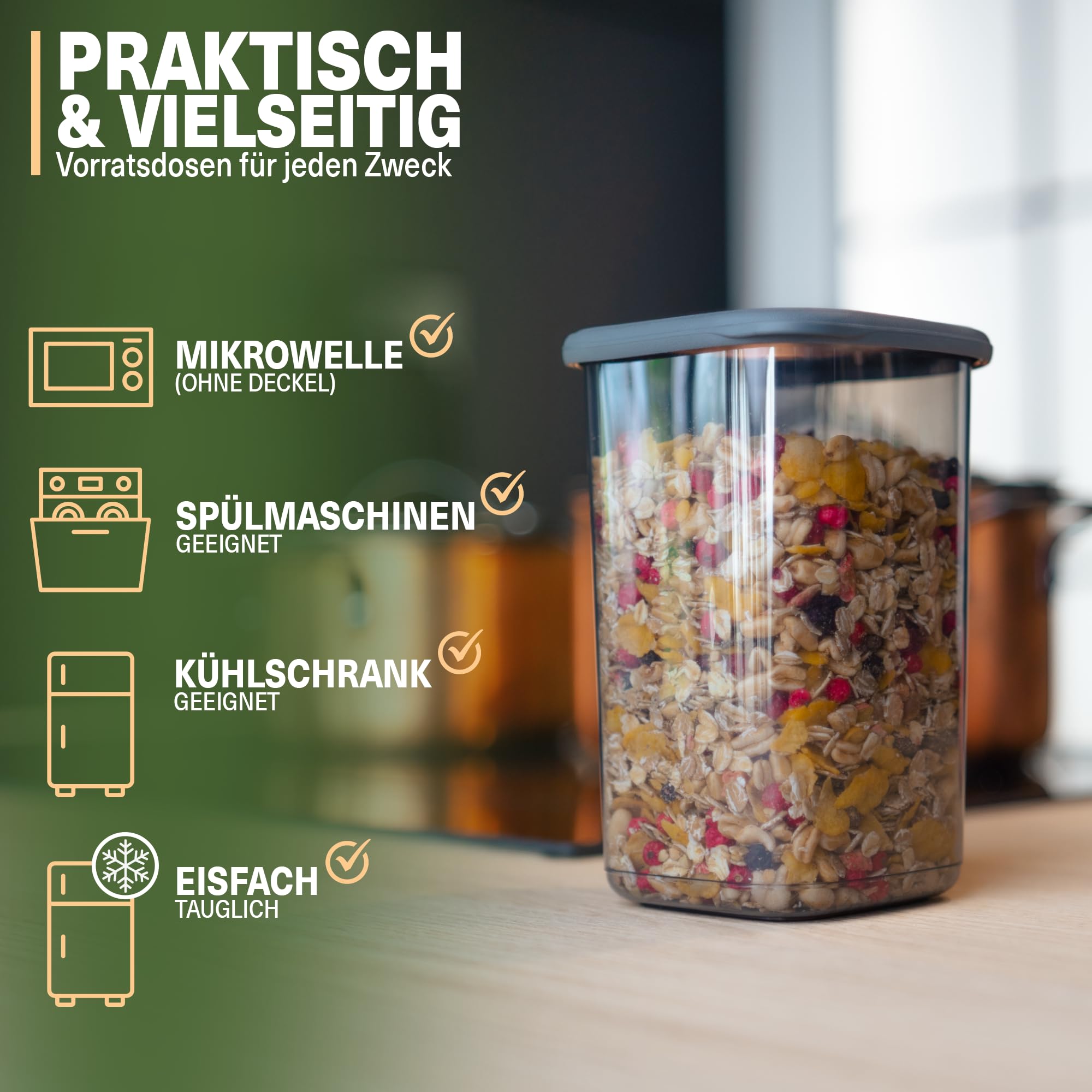 Viwares Vorratsdosen mit Deckel Luftdicht, 12er Vorratsbehälter Set BPA-Frei, Vorratsdose zur Müsli Mehl Aufbewahrung Küche, Praktische Organizer Küche, Frischhaltedosen für Lebensmittelaufbewahrung 4
