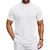 COOFANDY Mens Mock Turtleneck Shirts Short Sleeve Casual Basic T-Shirts Ribbed Solid Pullover Tops