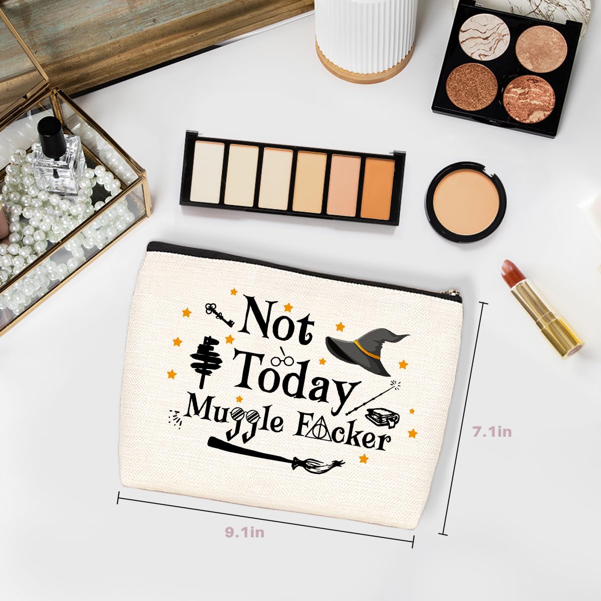 Wenboco Magic Stuff Magic Makeup Bag Not Today Cosmetic Bags for Women Librarian Gifts Book Worm Gift Ideas Wizard Staff Magic Kits & Accessories Magic Wand
