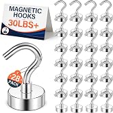 FINDMAG Magnetic Hooks, 30LB+ Magnetic Hooks for Cruise Cabins, 28 Pack | Heavy Duty Cruise Hooks Magnet for Home, Fridge, Locker, Travel, Classroom and Office, Strong Magnet with Hook, Silver
