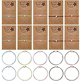 FINGERINSPIRE 20Pcs Star Shaped Friendship Bracelets with 20Pcs Make a Wish Card, Wish Bracelet Back to School Christmas Jewelry Gifts Teamwork Bracelets Employee Appreciation Gifts for Women