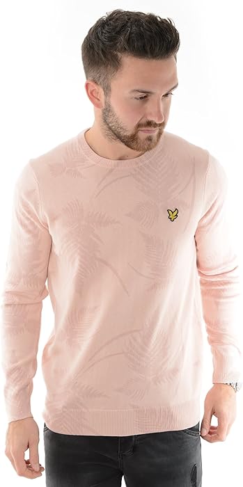 Lyle Scott Mens Fern Print Jumper Dusty Pink S At Amazon Men S