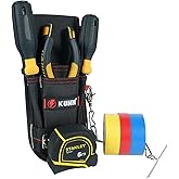 KUNN Small Tool Pouch with Belt Clip, Utility Tool Organizer with Tape Measure Holder, Electrician Tool Pouch for Belt