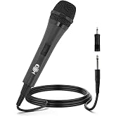 Singing Machine Wired Microphone for Karaoke, (Black) - Unidirectional Dynamic Vocal Microphone - Plug-in Microphone for Karaoke Machine, AMP, &amp; Speaker - Mic for Singing, Public Speaking, &amp; Parties